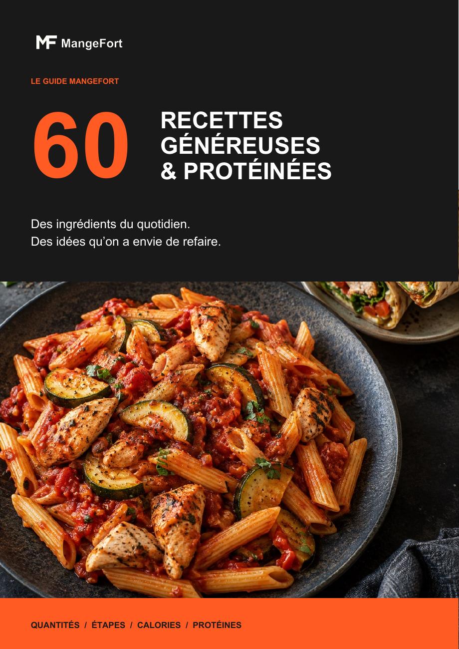 Couverture du guide MangeFort : 60 recettes généreuses et protéinées